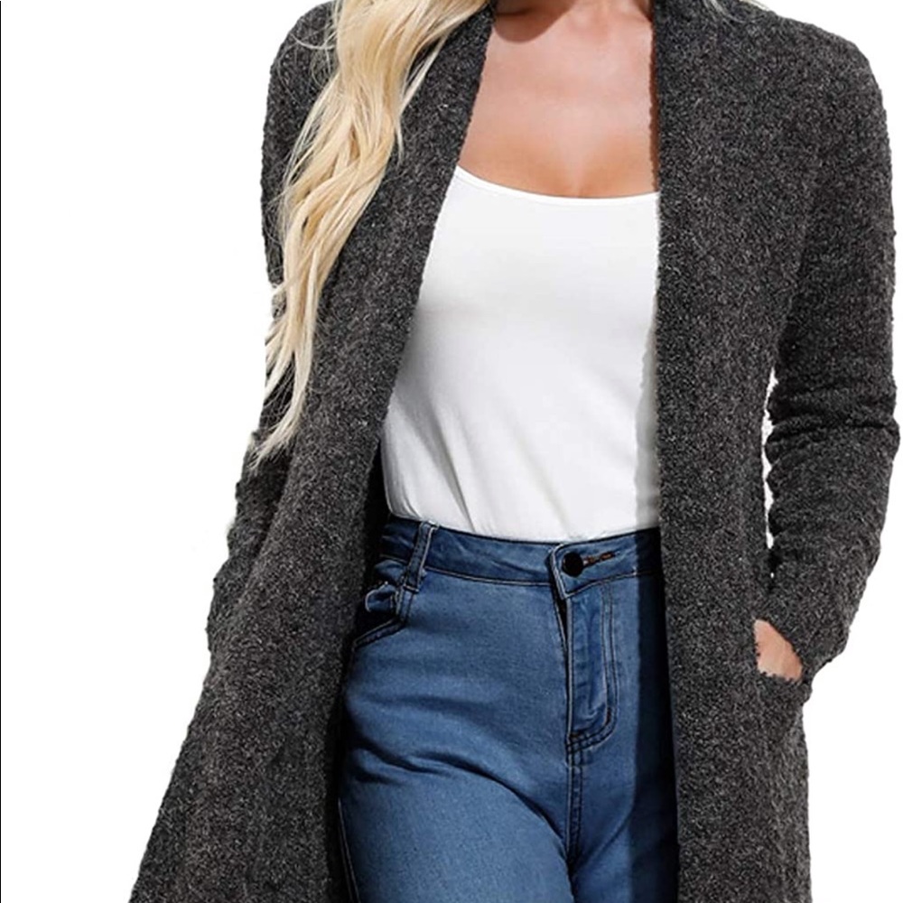 Open front knit wool cardigan